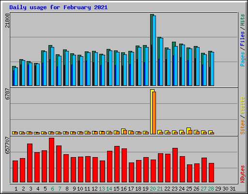 Daily usage for February 2021