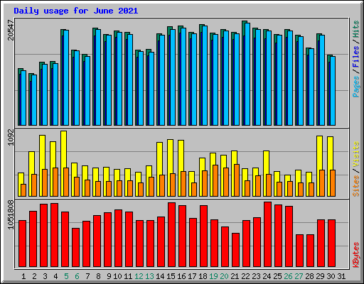 Daily usage for June 2021