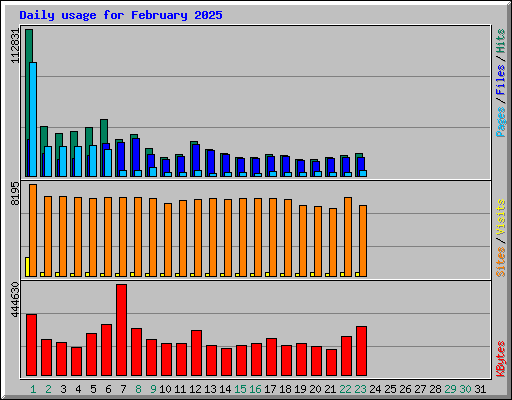 Daily usage for February 2025