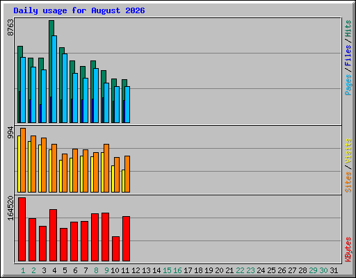 Daily usage for August 2026